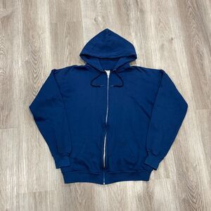 RARE Vintage 70s Gap Blank Navy Blue Full-Zip Hoodie Men's Large Boxy USA Made